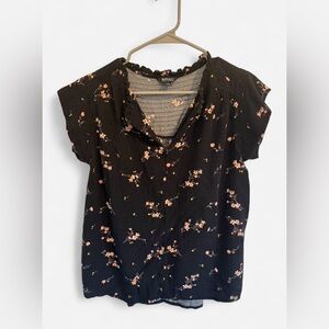 Buffalo David Bitton Black and Pink Floral Blouse